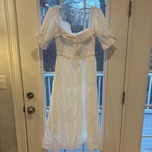 White Puff Sleeve Maxi Dress